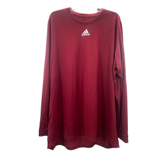 ADIDAS MEN'S LONG SLEEVE PREGAME BOS TEE Burgundy Size 2XL/2TG NWT - Picture 2 of 6